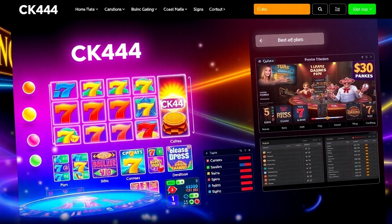 CK444 online gaming platform featuring engaging slots, live casino, and sports betting in vivid colors for an immersive experience