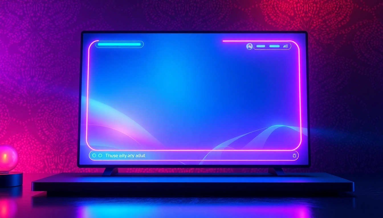 Futuristic AI chat platform interface with neon colors and sleek design on a high-resolution screen.