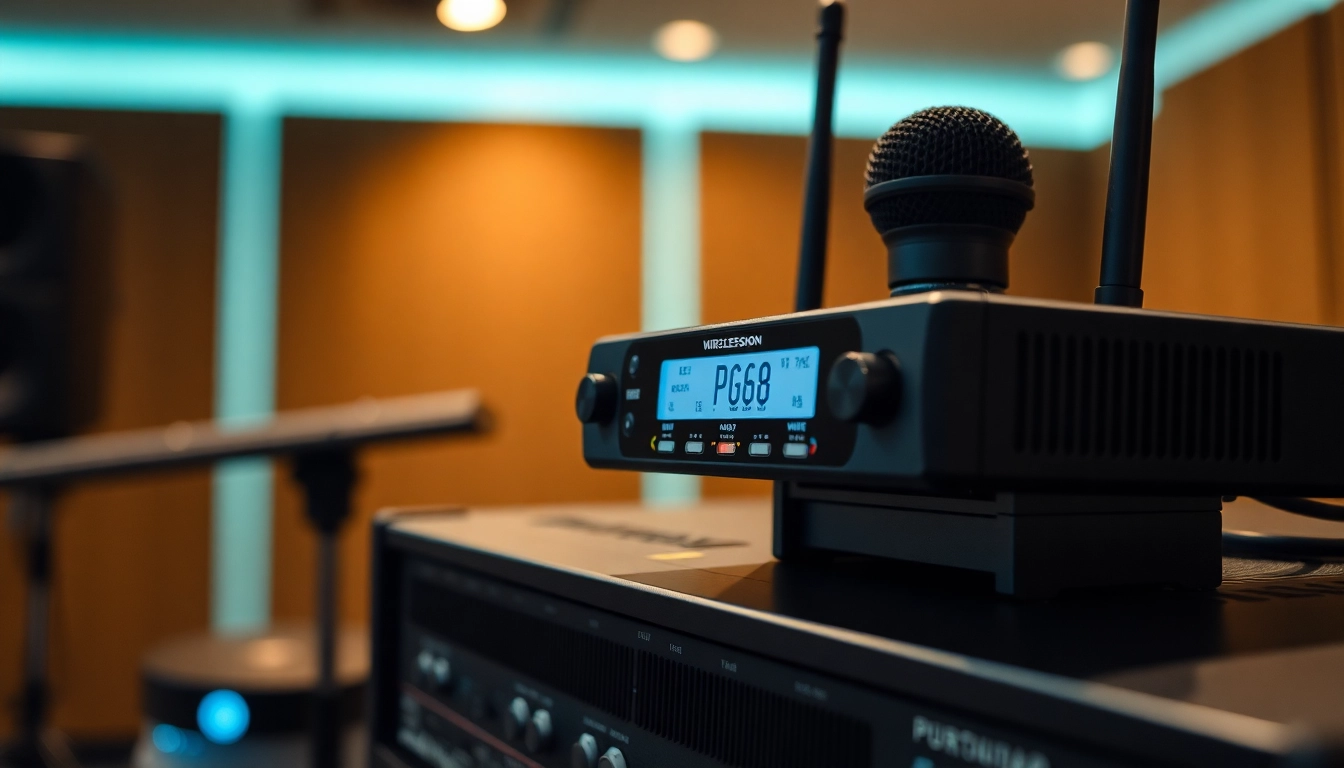 High-quality PG88 wireless microphone receiver connected to sound system, showcasing professional audio gear for live performance or recording.