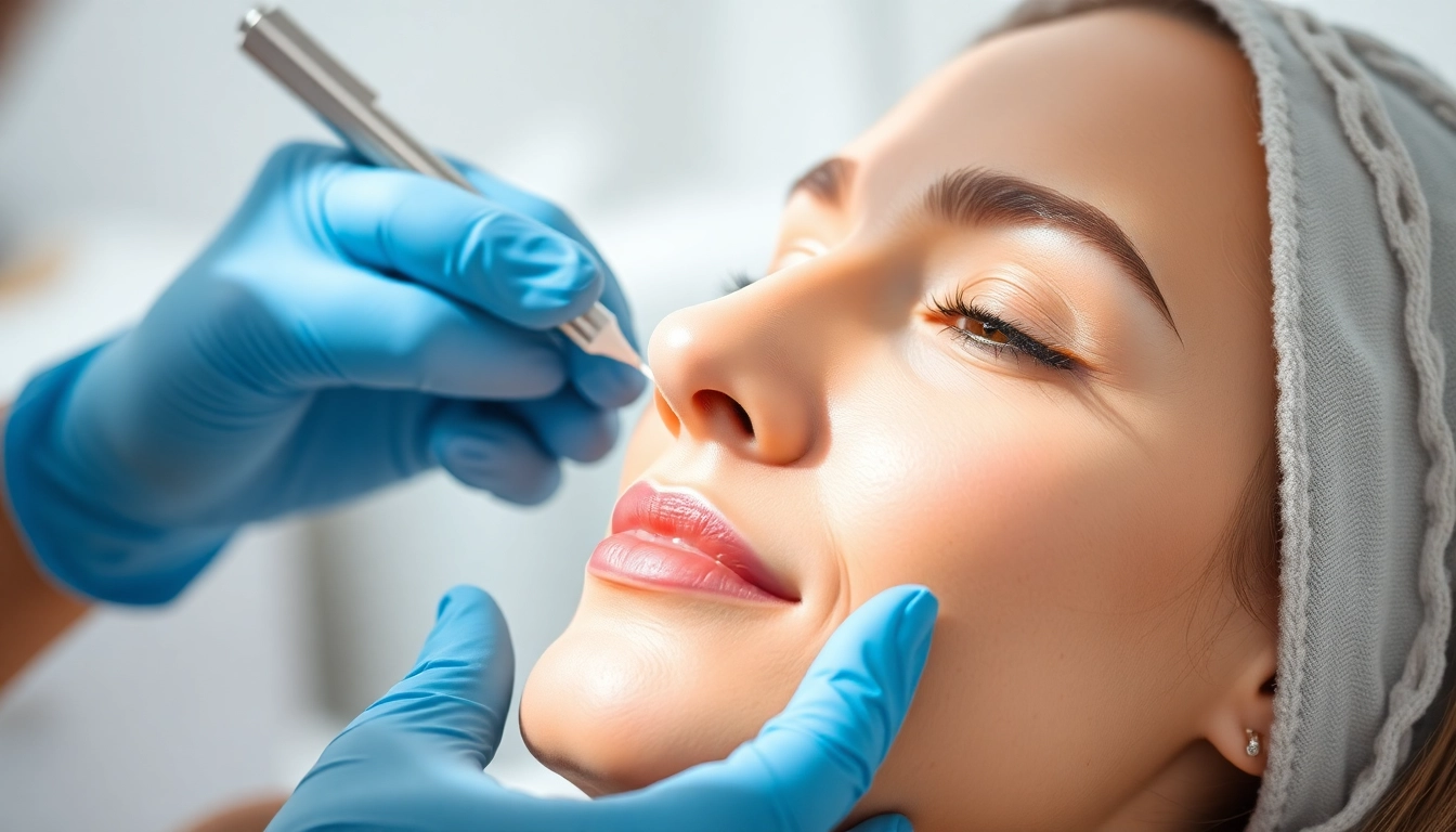 Patient undergoing a Botox Behandlung, highlighting the skillful technique of the practitioner in a bright, welcoming environment.