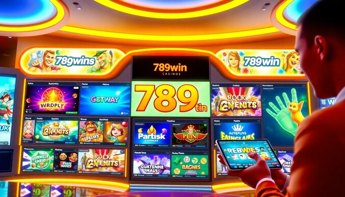 789win's dynamic online casino platform with vibrant game icons and excited players, emphasizing trust and entertainment in digital gambling.