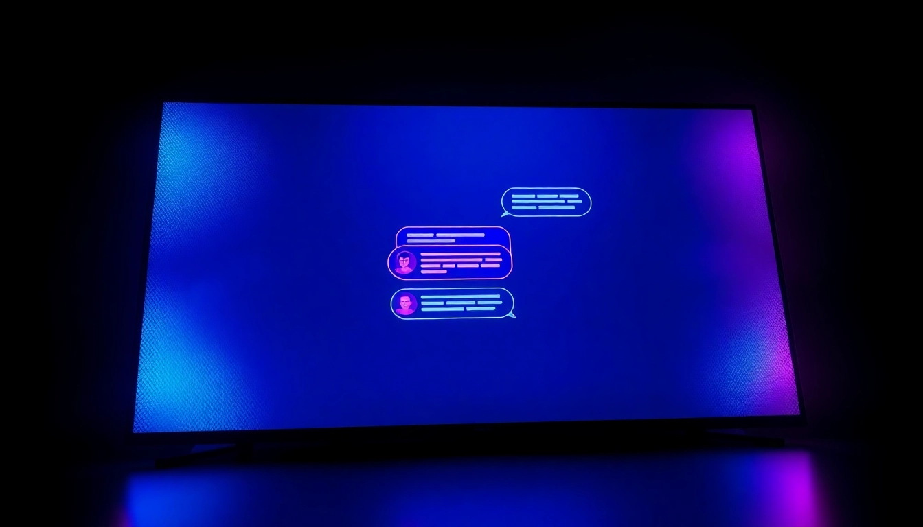 Futuristic chat interface with vibrant neon colors and digital textures, symbolizing advanced AI conversations.