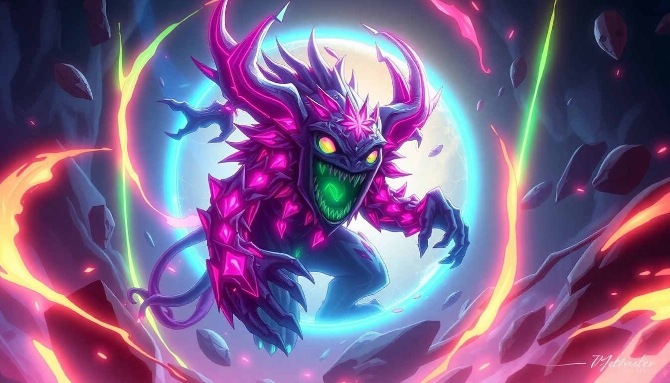 Vivid depiction of 789f.monster with glowing features and an enigmatic aura, highlighting its unique characteristics for engaging visual appeal.