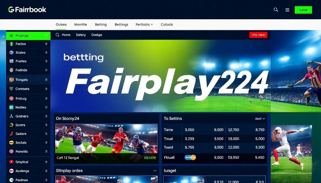 Fairplay24 online betting platform showcasing live sports odds and vibrant gaming interface for