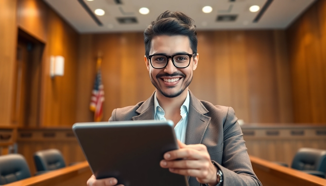 KJC legal services team providing professional assistance in a modern courtroom setting