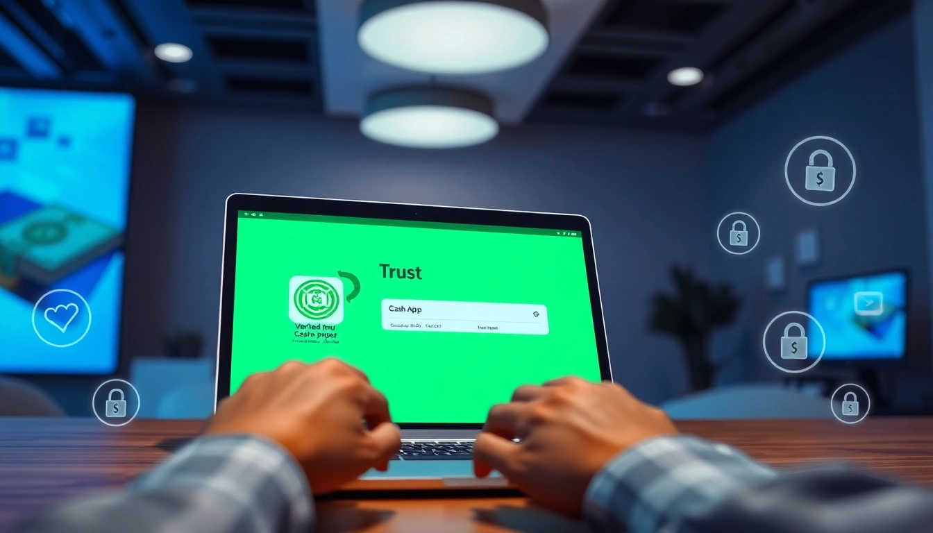 An image of a person working on a laptop showing a verified Cash App dashboard in a bright, modern workspace.