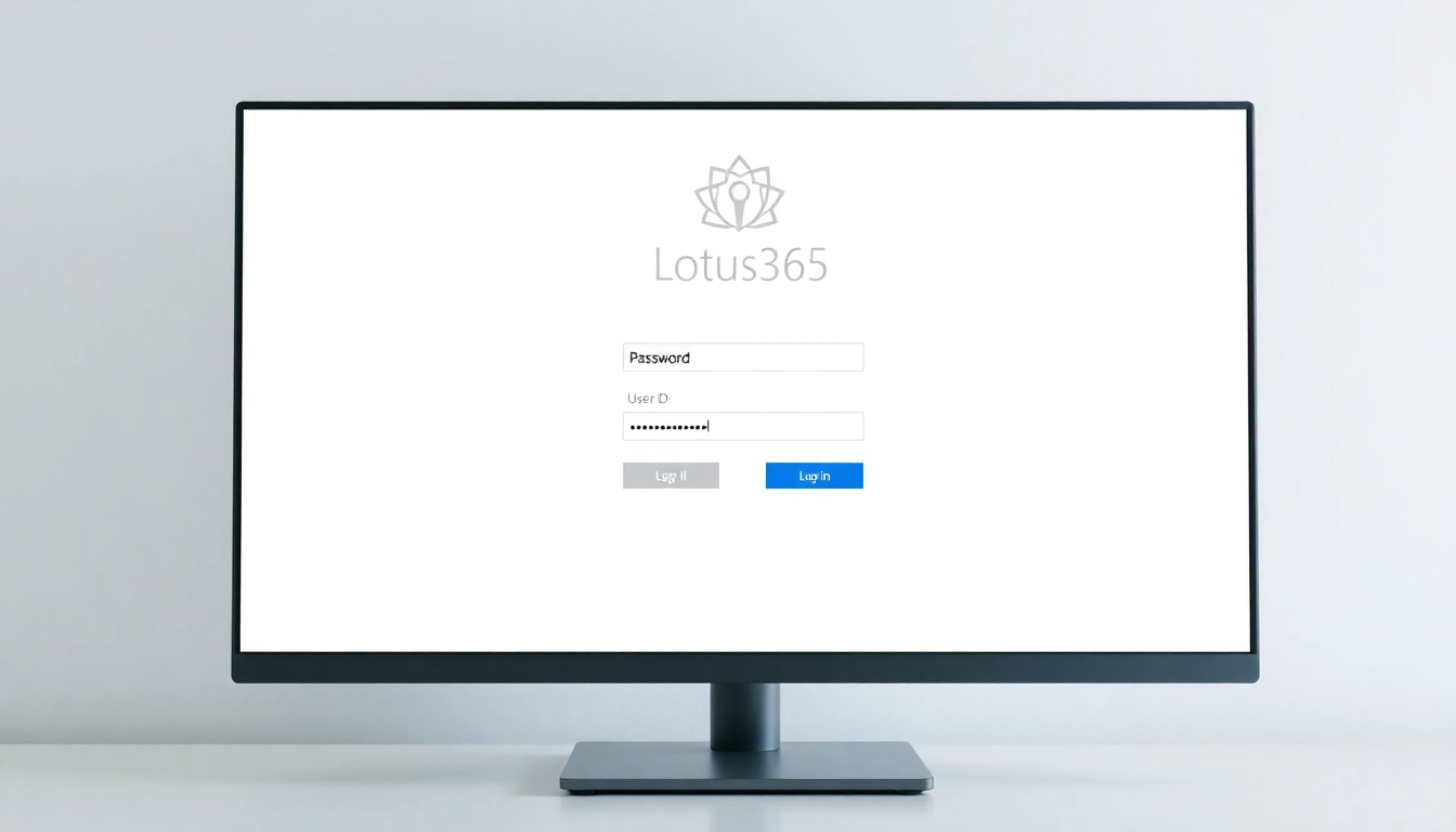 Secure Lotus365 Login interface showing User ID and password fields, highlighted for ease of access and user trust.