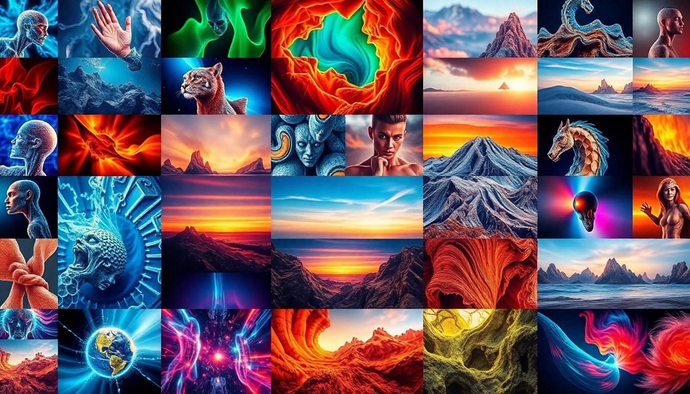 Demonstration of a high-quality AI image generator no restrictions creating vivid, detailed visuals with bold lighting and diverse styles for artistic freedom.