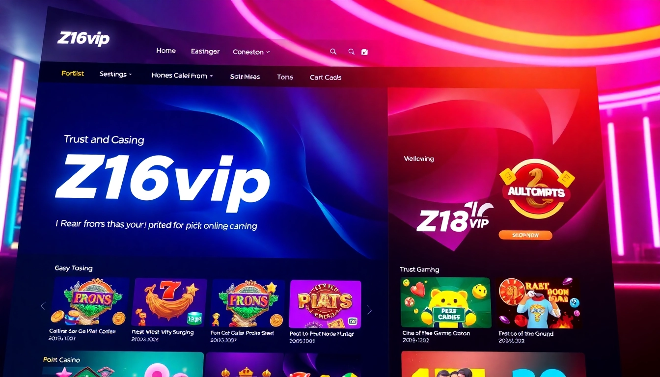 Z16vip online casino platform with vibrant visuals and user-friendly interface showcasing trusted gaming environment