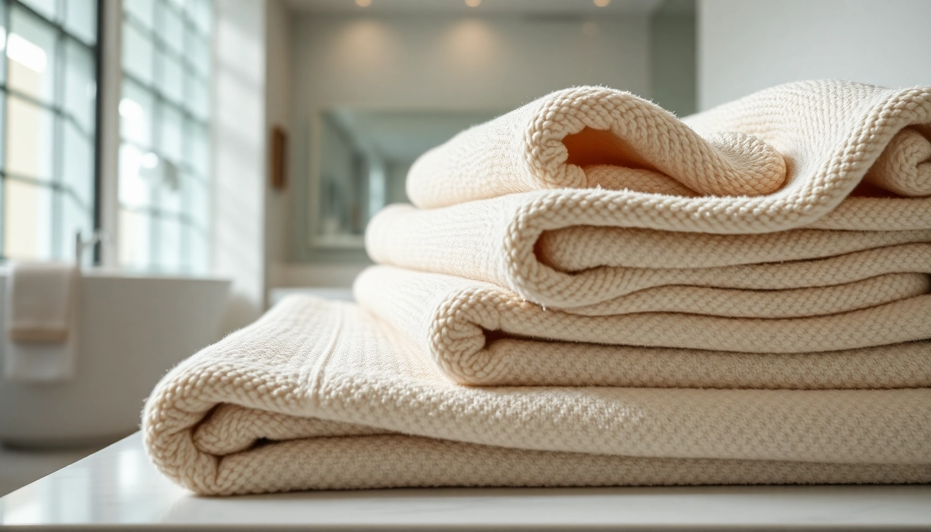 High-quality modal towels featuring silky softness and absorbency, perfect for spa and home use, on a sleek bathroom shelf.