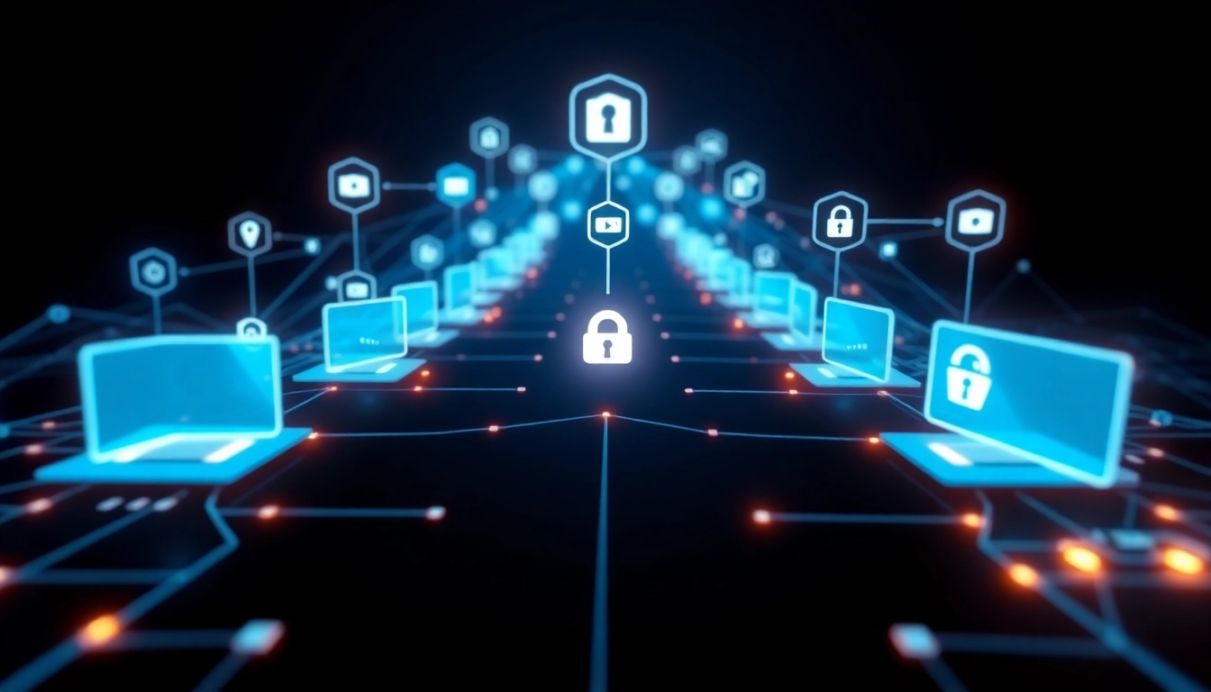 High-tech digital environment showcasing KJC's global presence and secure online platforms, emphasizing innovation and connectivity for users.