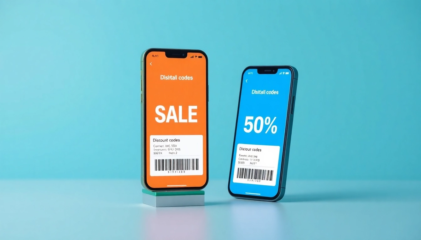 Slevove kody displayed on smartphone screens, highlighting online discounts and savings
