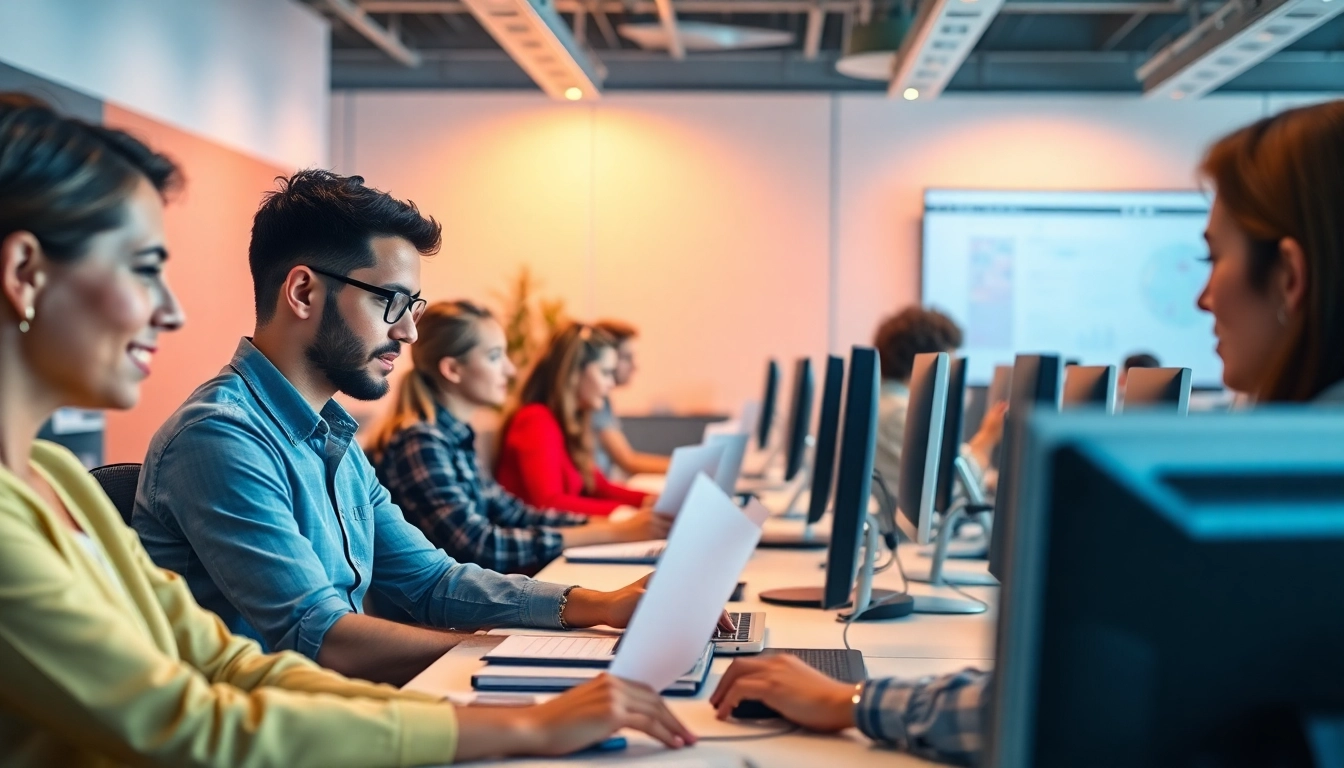 Government Jobs aspirants preparing for exams in a modern office environment to achieve career