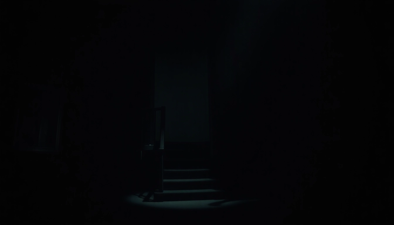 Haunting horror video scene with ghostly shadows and dark atmosphere enhancing frights.