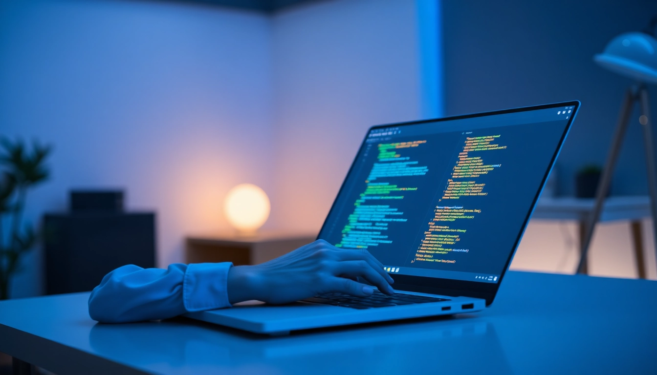 Next.js developer coding efficiently on a laptop with focused workspace and technical documents