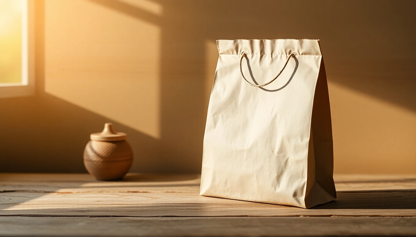 High-quality torba papierowa being filled with fresh bakery products in an eco-friendly setting