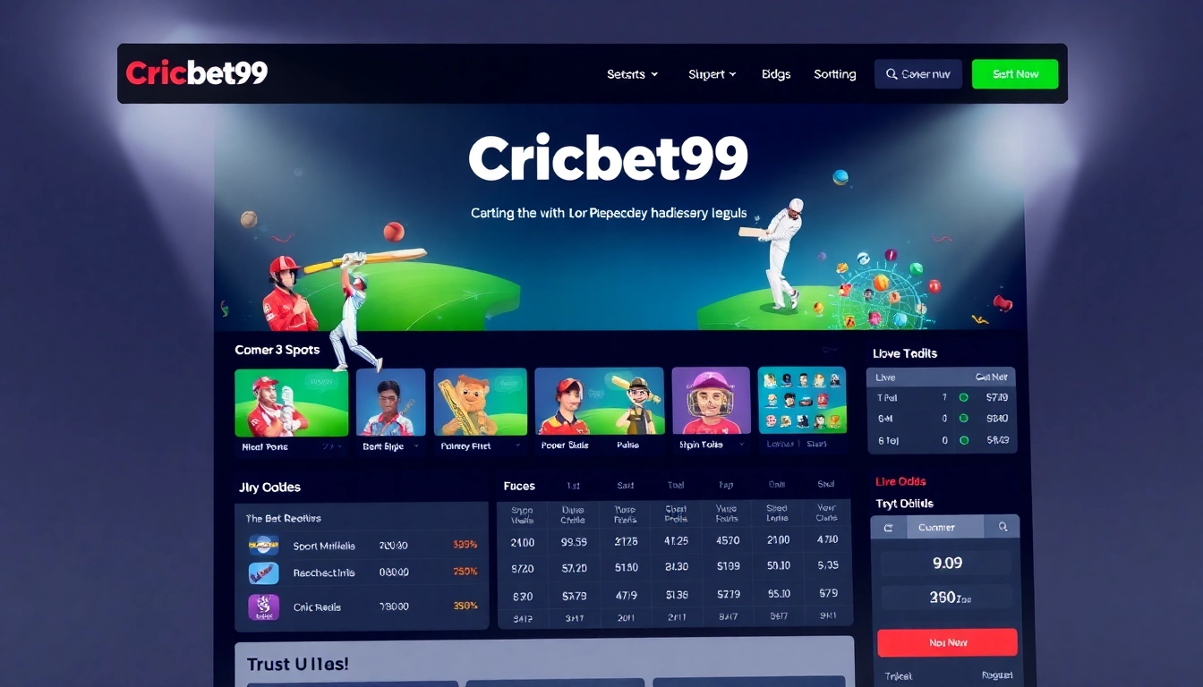 Cricbet99 online betting platform showcasing live sports scores and engaging interface for